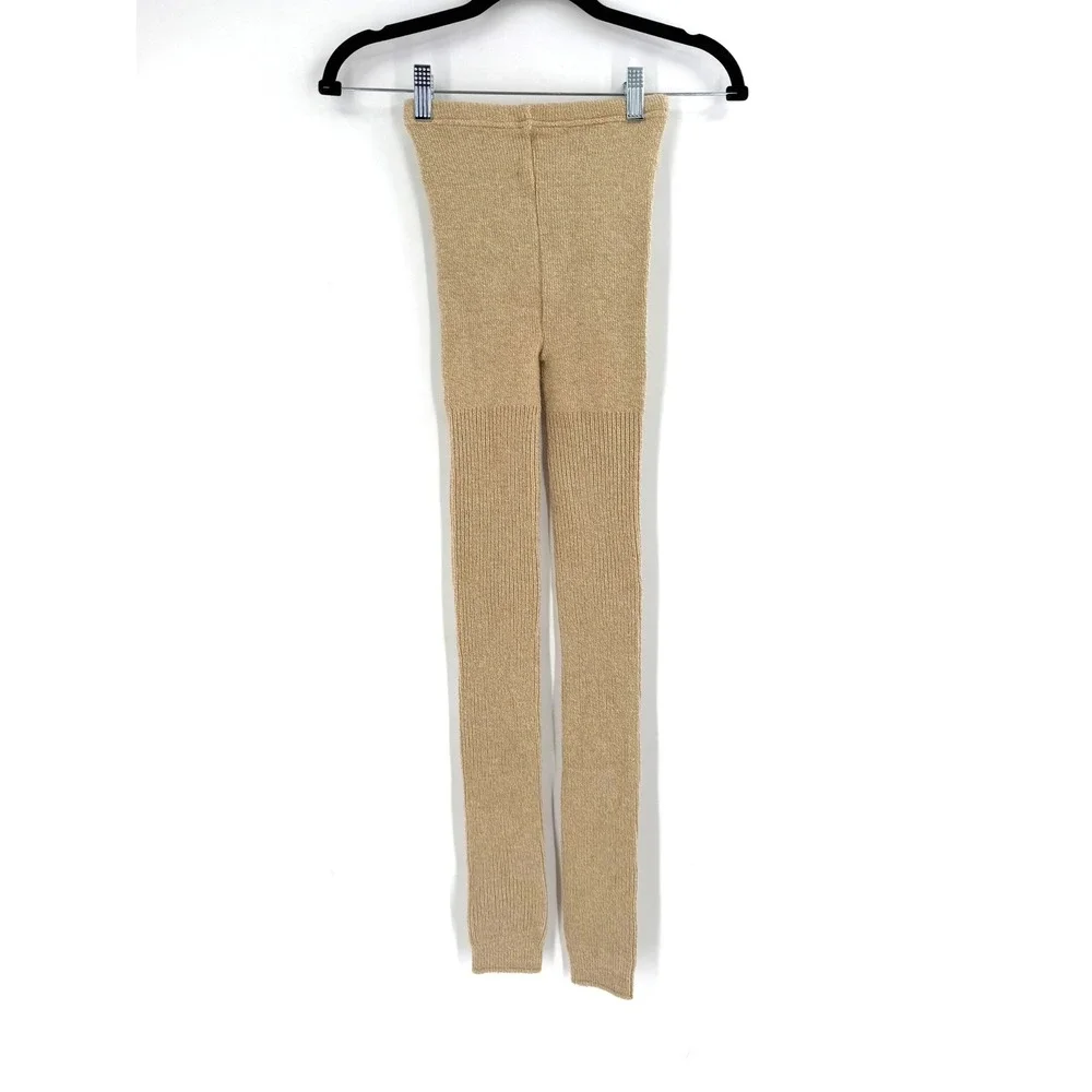 Uniqlo Heattech Knitted Footless Tights Womens S/M Tan Good Warm Lounge Leggings